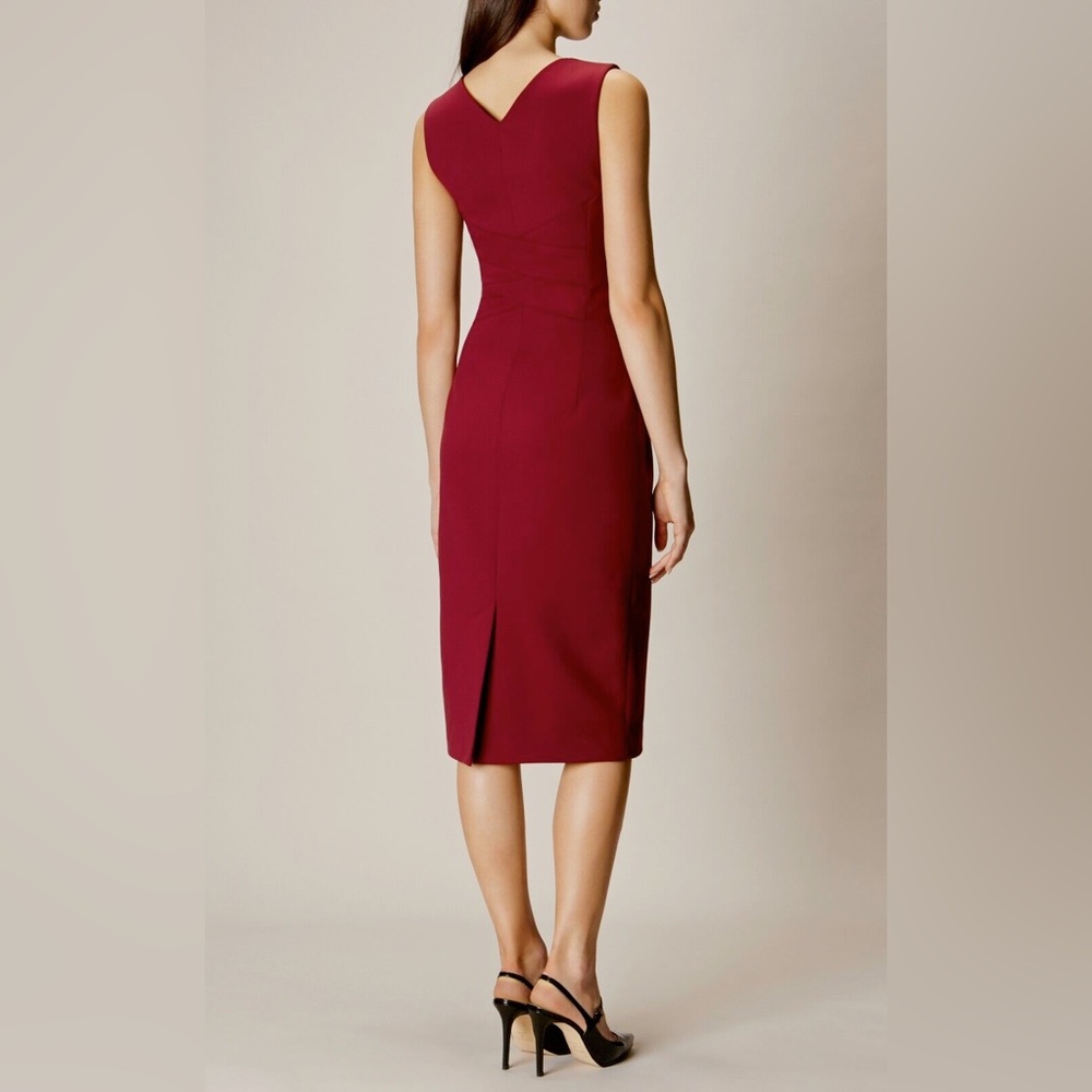 NWT Karen Millen Square Neck Pencil Dress Aubergine US 6 Career Office Cocktail - Picture 2 of 6